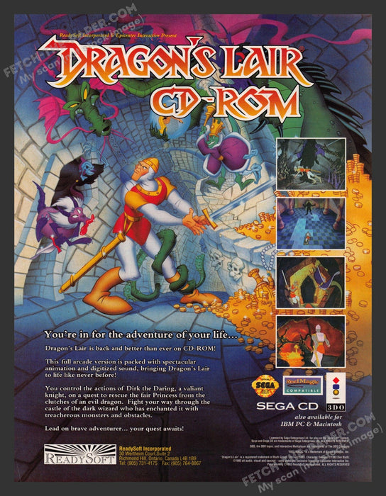 1993 Print Advertisement Dragaon's Lair Video Game Ad.