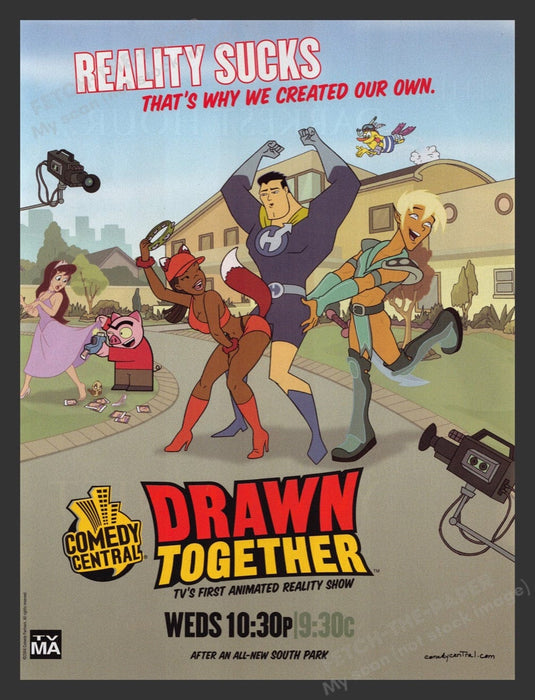 2004 Drawn Together T.V. Show Cartoon Comedy Central Print Advertisement Ad