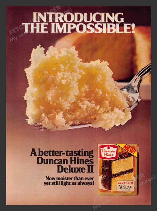 1979 Duncan Hines Deluxe II Yellow Cake Mix Print Advertisement Ad
