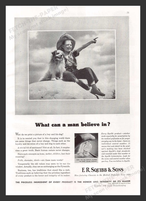 1940 E R Squibb & Sons Pharmaceuticals Print Advertisement Ad
