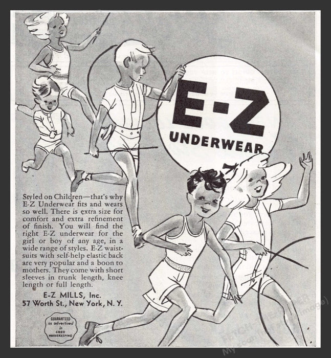 1940 E-Z Underwear for Children Print Advertisement Ad