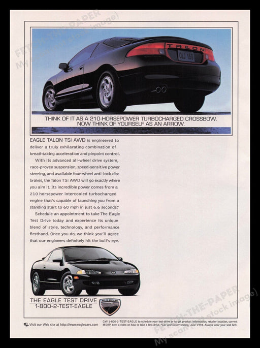 Eagle Talon 1990's Print Advertisement Ad 1995 Car TSi AWD Fetch the Paper!