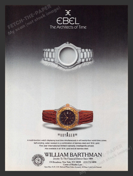 1990 Ebel Watches "Voyager" Print Advertisement Ad