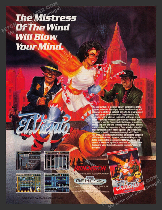 1991 Print Advertisement El Viento Video Game Ad.