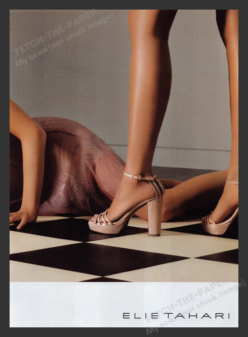 Elie Tahari 2000s Print Advertisement 2007 Shoes Legs Girls Floor Fetch the Paper!