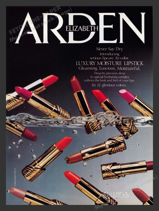 1990 Elizabeth Arden Luxury Moist Lipstick Water Print Advertisement Ad