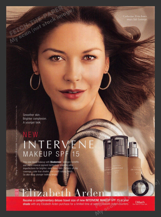 Elizabeth Arden 2000s Print Advertisement Ad 2008 Catherine Zeta Jones Cosmetics Fetch the Paper!