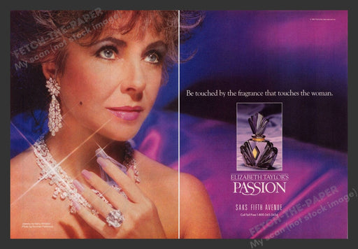 1987 Elizabeth Taylor's Passion Harry Winston Print Advertisement (2 Pages)