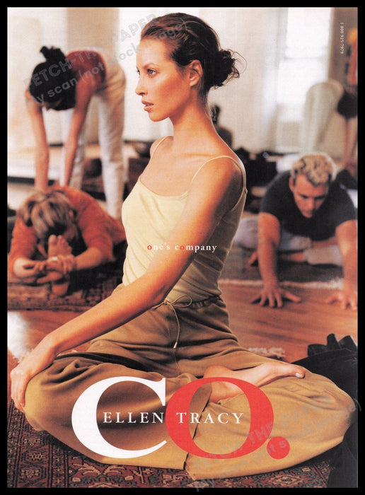 Ellen Tracy Clothing 1990s Print Advertisement Ad 1998 Christy Turlington Yoga Fetch the Paper!