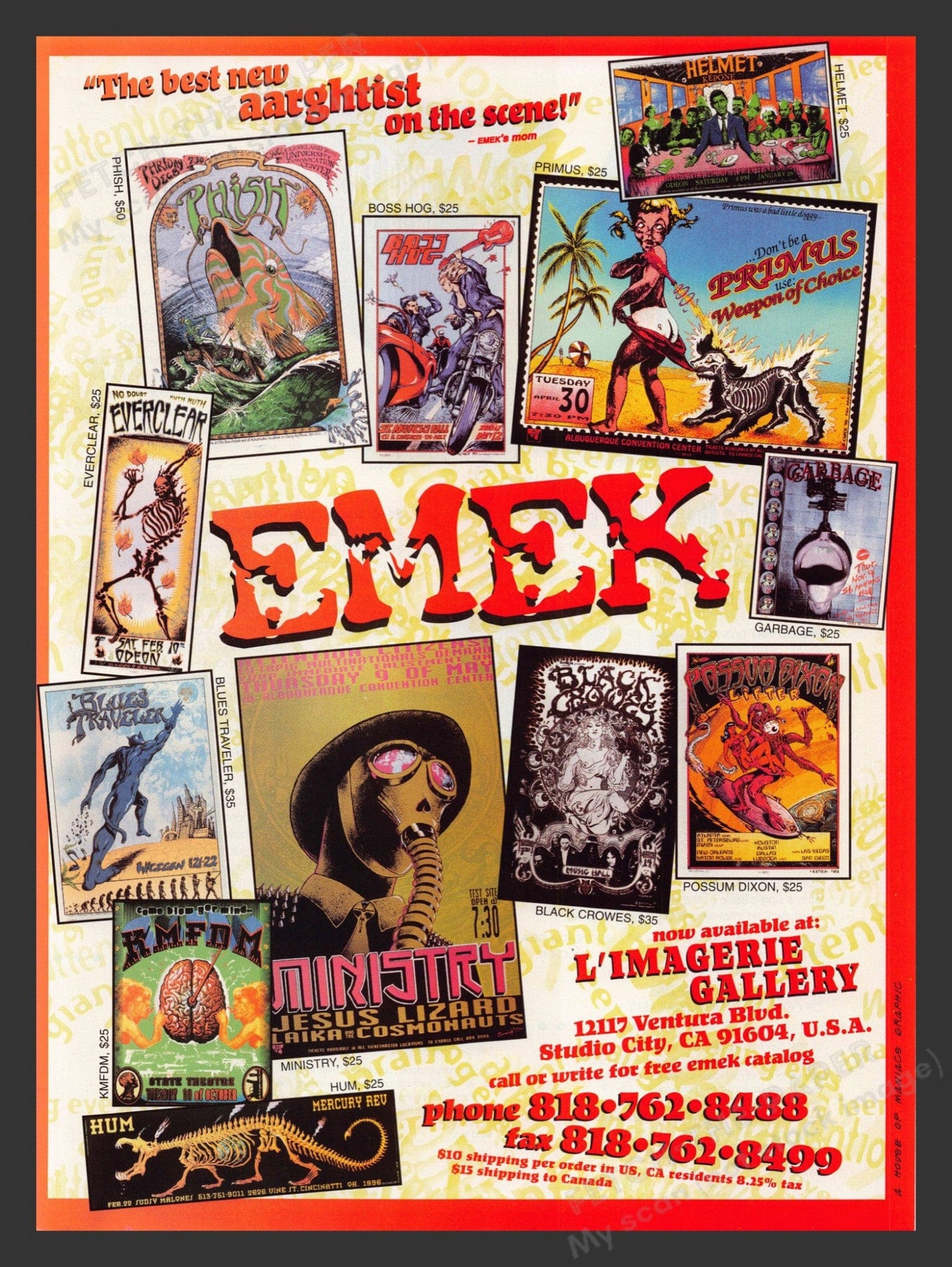Emek Artist L'Imagerie Gallery 1996 Print Ad - 1990s Rock Posters ...