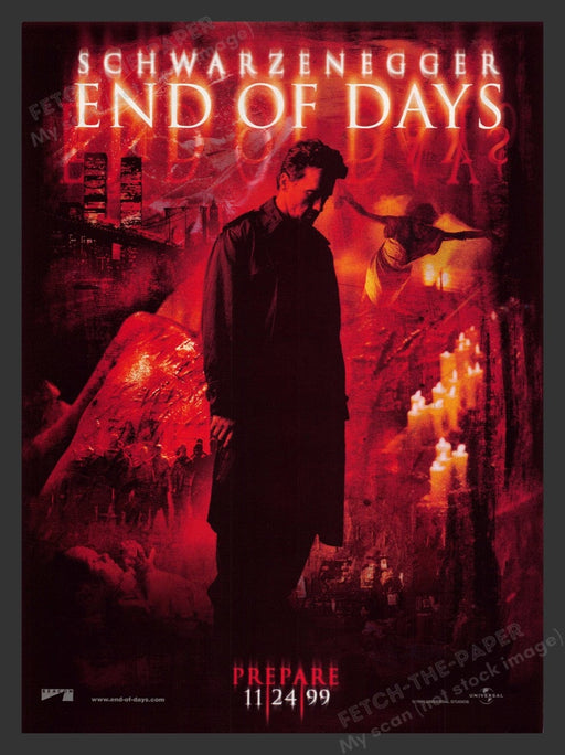 1999 End of Days Movie Release Arnold Schwarzenegger Print Advertisement Ad