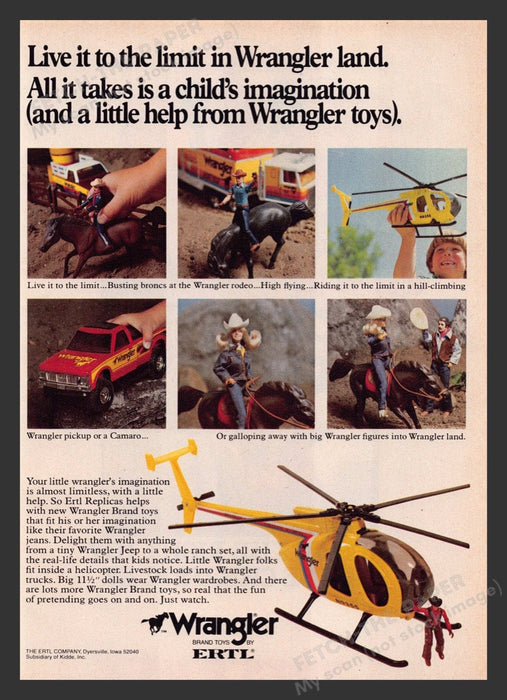 1983 ERTL Wranger Toys Print Advertisement Ad