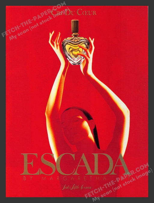 1990 Print Advertisement Escada by Margaretha Ley Perfume Cri Du Coeur Ad.