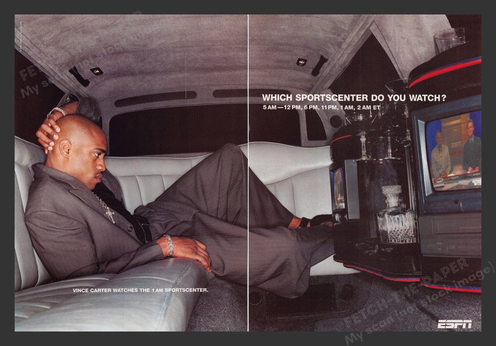 2000 ESPN Sportscenter Vince Carter Athlete Print Advertisement (2 Pages)