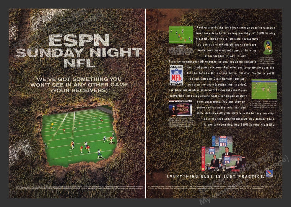 1994 ESPN Sunday Night NFL Video Game Print Advertisement (2 Pgs)