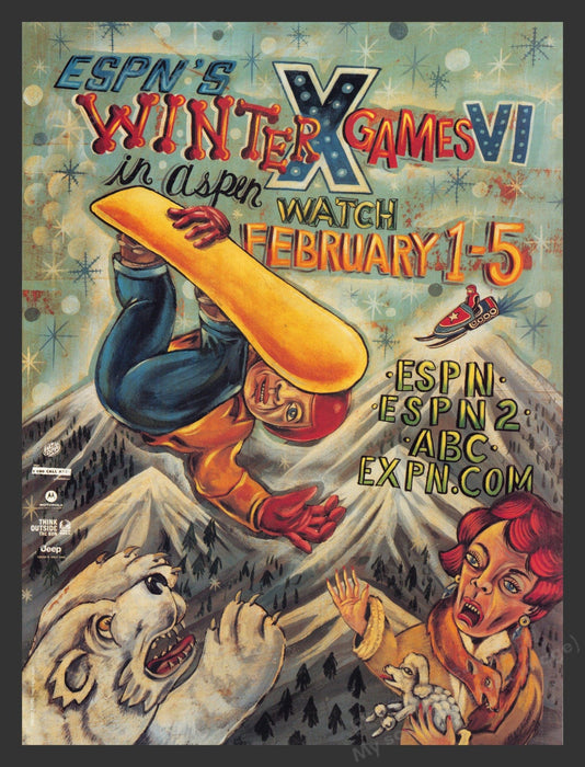 2002 ESPN Winter X Games VI Aspen Illustration Print Advertisement Ad.
