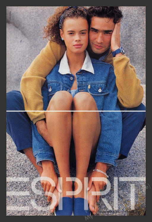 Esprit 1990s Print Advertisement (2 pages) Couple Feet Shoes Legs Young Fetch the Paper!