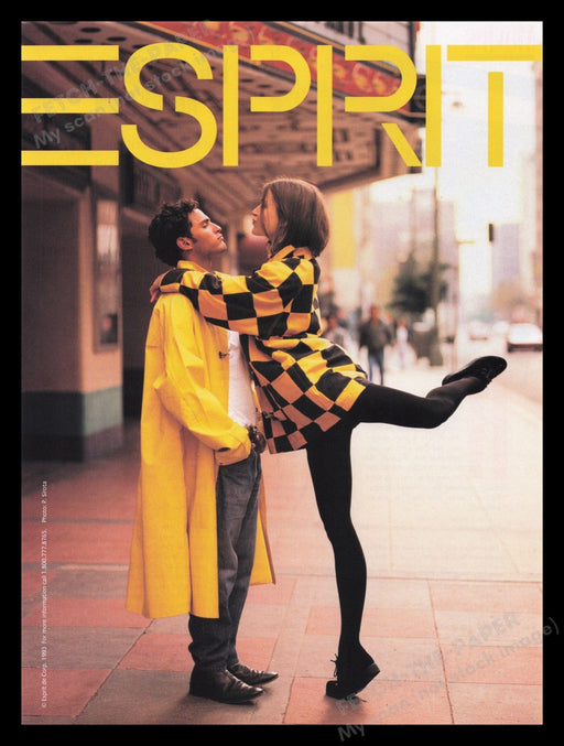 Esprit Clothing 1990s Print Advertisement Ad 1993 Girl Legs Tights Fetch the Paper!