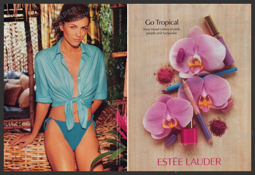 Estee Lauder Cosmetics Elizabeth Hurley 1990s Print Advertisement (2 pages) 1999 Fetch the Paper!
