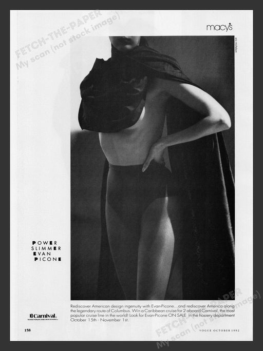 Evan Picone Power Slimmer Hosiery Pantyhose 1990s Print Advertisement Ad 1992 Fetch the Paper!
