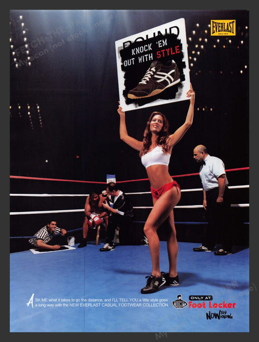 2003 Everlast Footwear Foot Locker Boxing Ring Girl Print Advertisement Ad.
