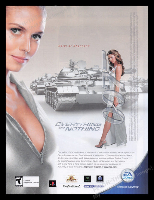 Everything Or Nothing 007 2000s Print Advertisement Ad 2003 Heidi or Shannon Fetch the Paper!