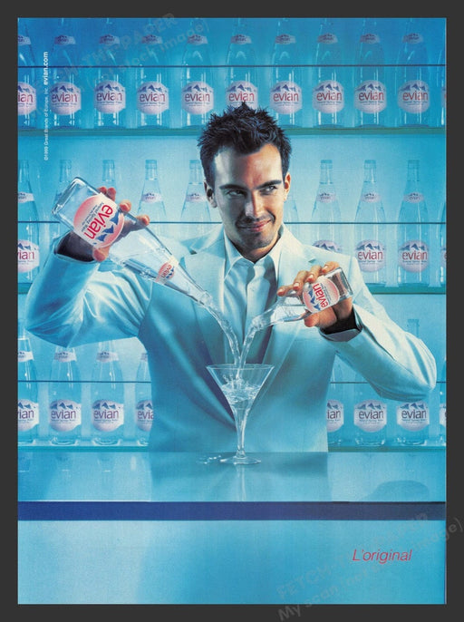 1999 Evian Water Bartender Print Advertisement Ad