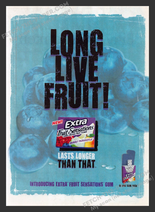 2008 Print Advertisement Extra Chewing Gum Fruit Sensations Berry Paradise Ad.