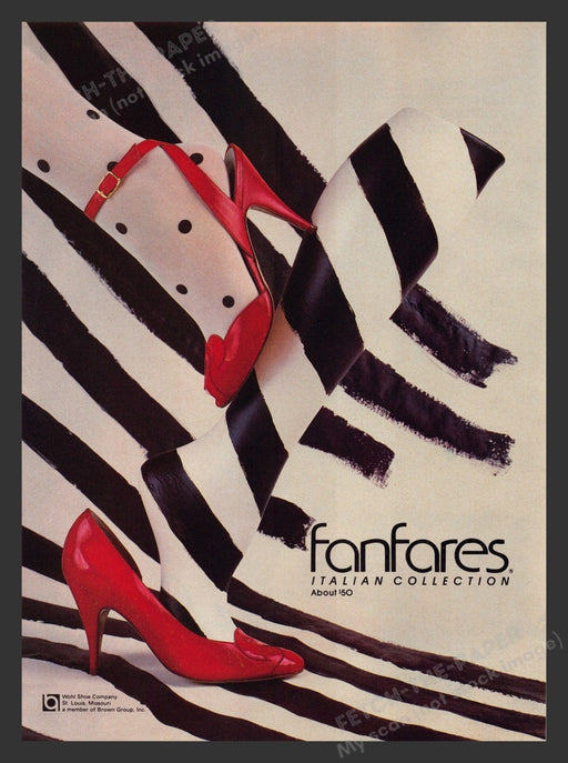 FanFares Italian Collection Shoes Tights Legs 1980s Print Advertisement 1985 Fetch the Paper!