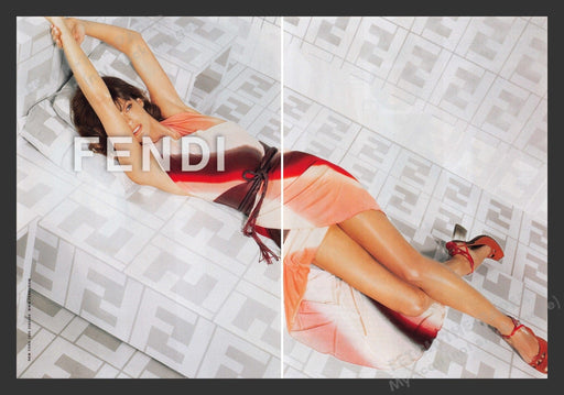 Fendi 2000s Print Advertisement (2 pages) Linda Evangelista Long Legs Fetch the Paper!