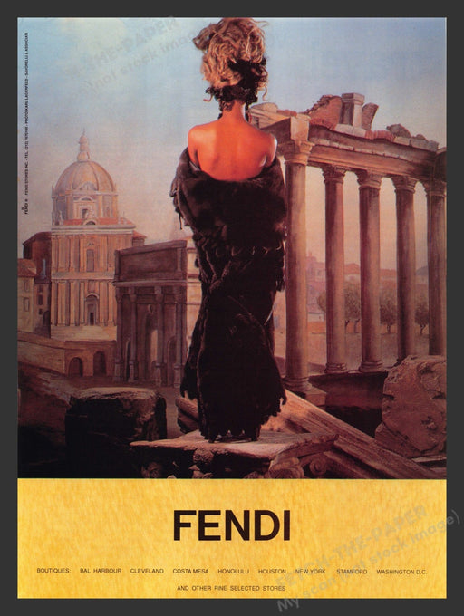 Fendi Fur Sexy Back Model Greece 1990s Print Advertisement Ad 1992 Fetch the Paper!