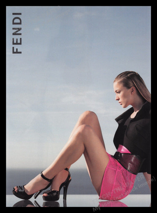 Fendi Shoes 2000s Print Advertisement Ad 2007 Long Legs Model Sitting Fetch the Paper!