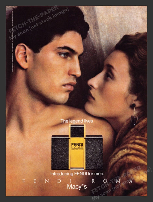 1990 Fendi Uomo for Men Roma Couple Print Advertisement Ad