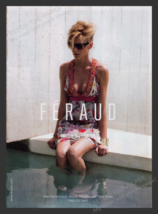 Feraud 2000s Print Advertisement 2007 Fashion Model Dress Pool Water Legs Fetch the Paper!