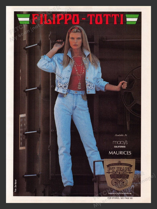 1990 Filippo-Totti Clothing F-T Jeans Print Advertisement Ad