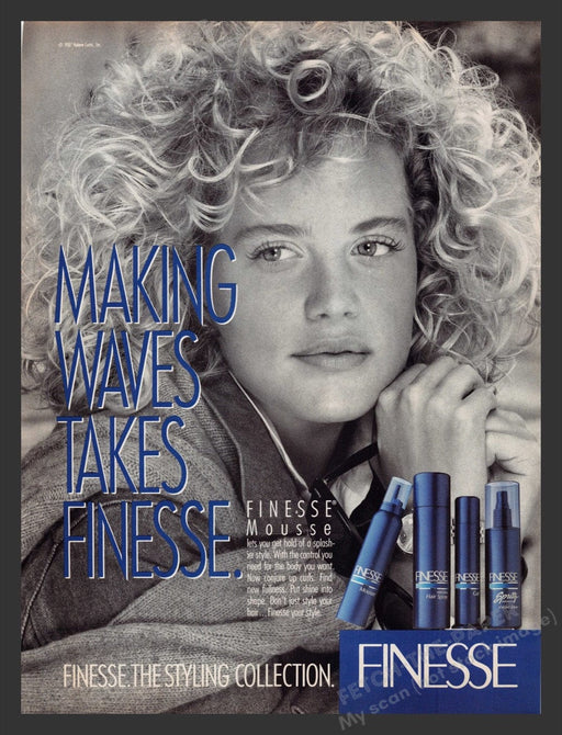1988 Finesse Styling Hair Products Curly Hair Model Print Advertisement Ad
