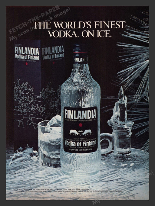 1984 Finlandia Vodka Finland Ice Sculpture Holiday Print Advertisement Ad