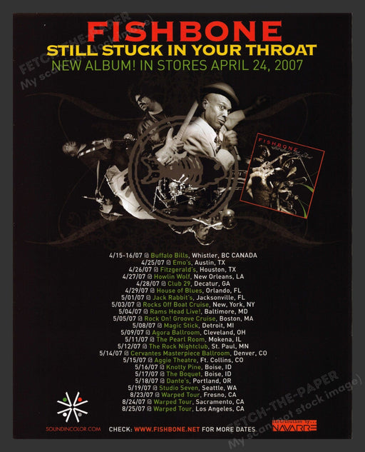 2007 Fishbone New Album & Tour Dates Music Print Advertisement Ad.