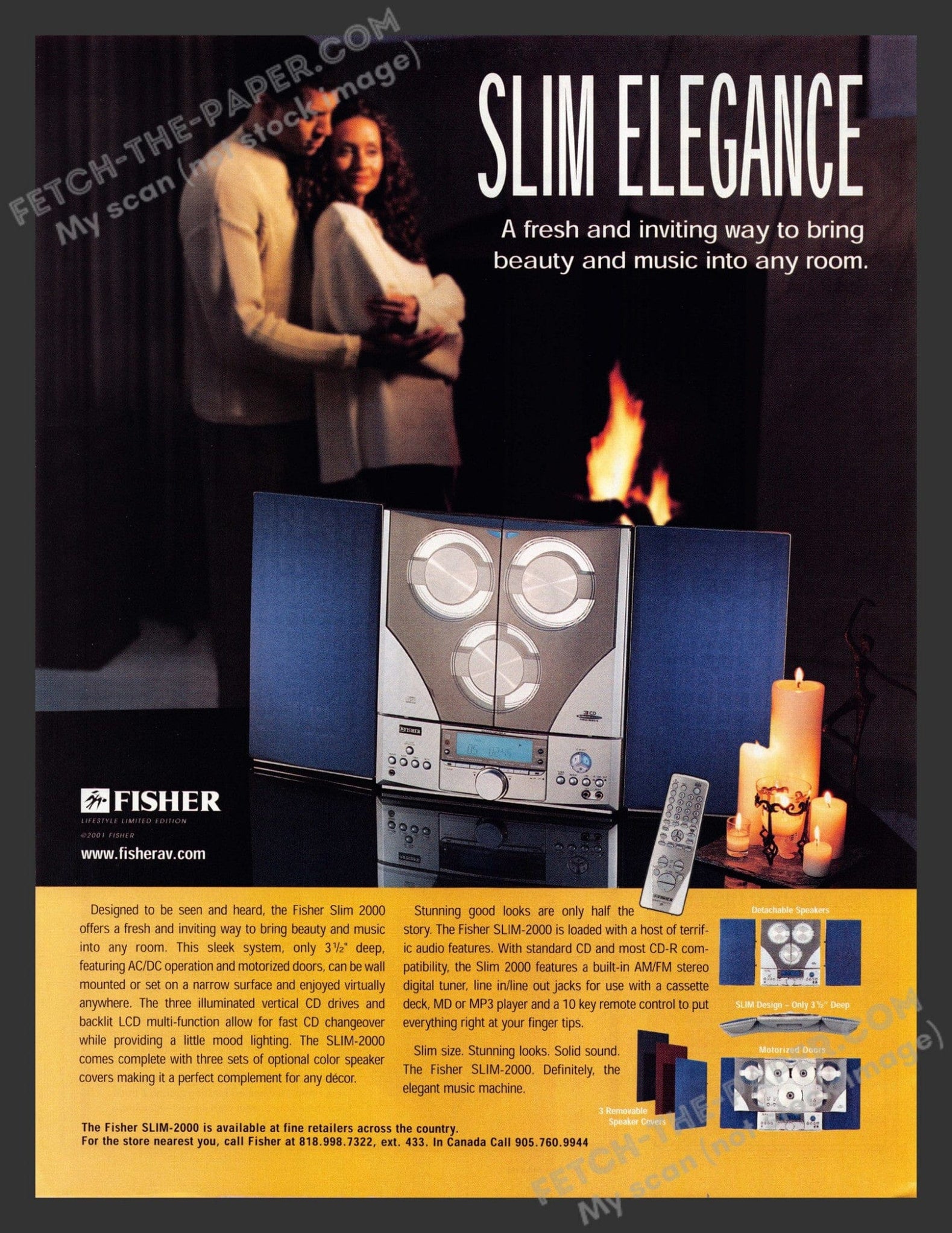 Fisher Slim 2000 CD Player Music Print Ad 2001 — Fetch-the-Paper