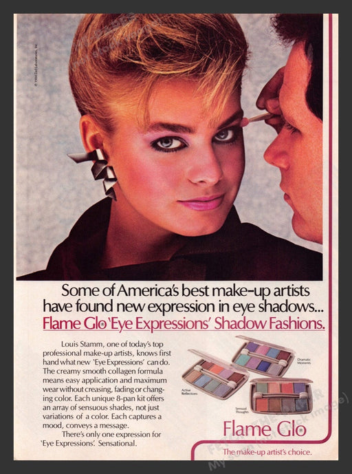 1984 Flame Glo Cosmetics Makeup Print Advertisement Ad