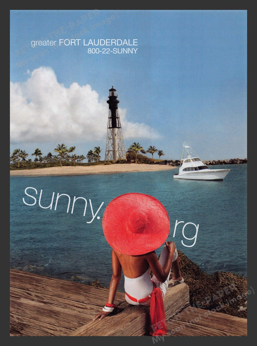 Florida 2000s Print Advertisement 2007 Fort Lauderdale Dock Boat Lighthouse Fetch the Paper!