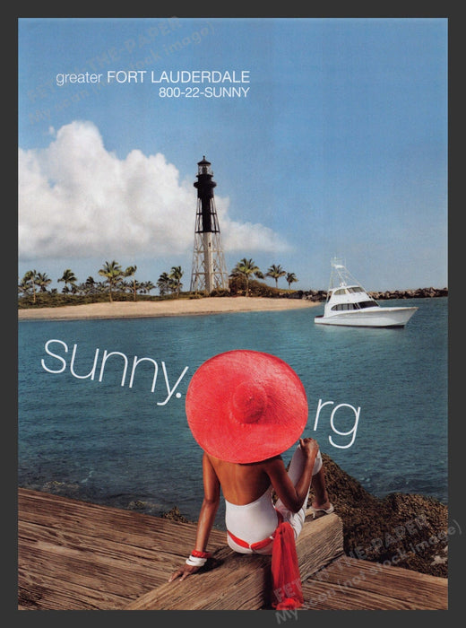 Florida 2000s Print Advertisement 2007 Fort Lauderdale Dock Boat Lighthouse Fetch the Paper!