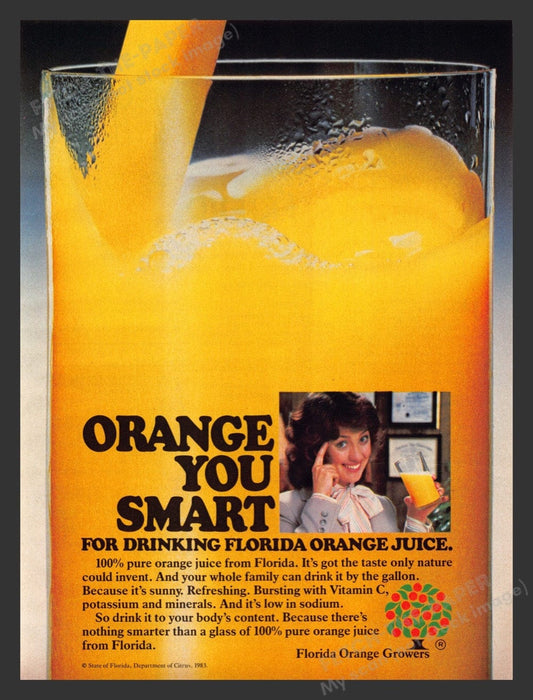 1985 Florida Orange Growers "Orange You Smart" Print Ad