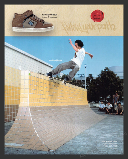 2004 Follow Your Path Shoes Matt Rodriguez Skateboarder Print Advertisement.