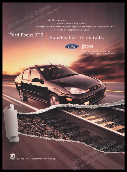 Ford Focus 2000s Print Advertisement Ad 2003 Fetch the Paper!