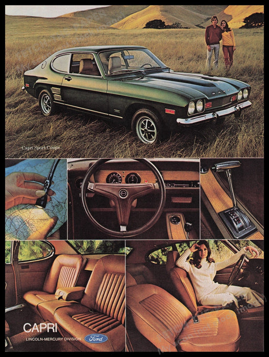 Ford Lincoln-Mercury Capri Car 1970s Print Advertisement Ad 1972 Interior Fetch the Paper!