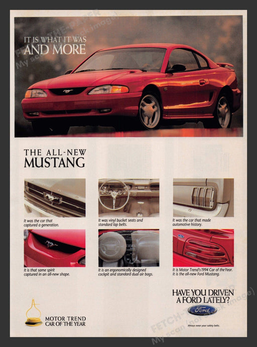 Ford Mustang 1990s Print Advertisement Ad 1994 Fetch the Paper!