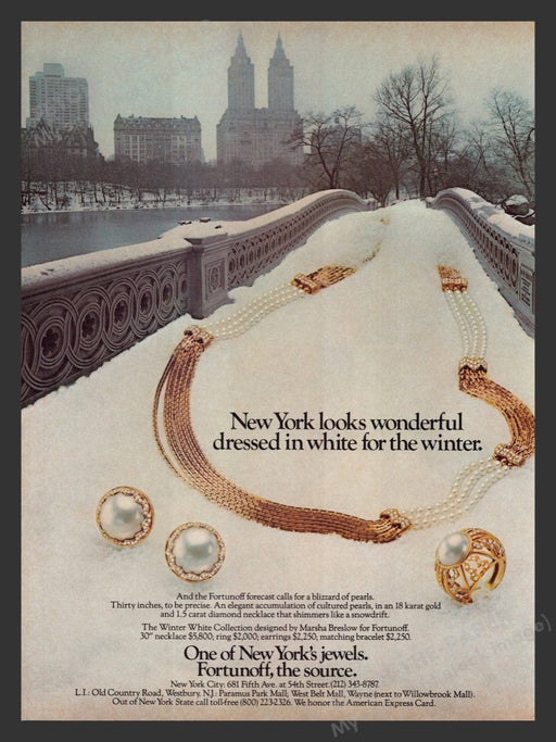 1984 Fortunoff Jewelry Bow Bridge Central Park N.Y. Print Advertisement Ad