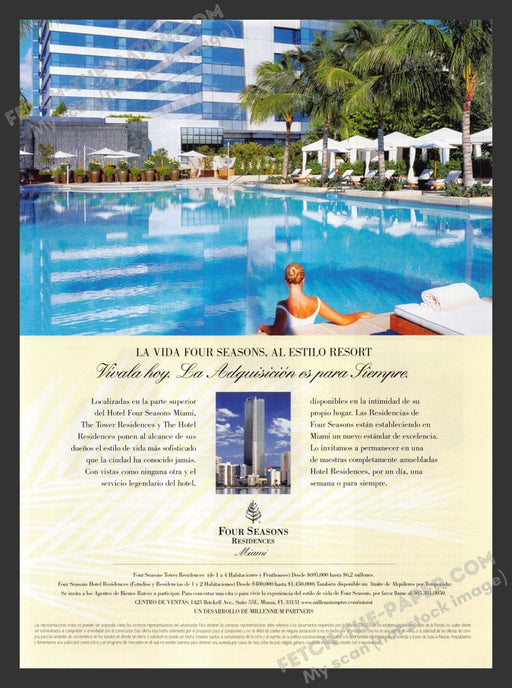 2004 Print Advertisement Four Seasons Residences Miami Condos Spanish.