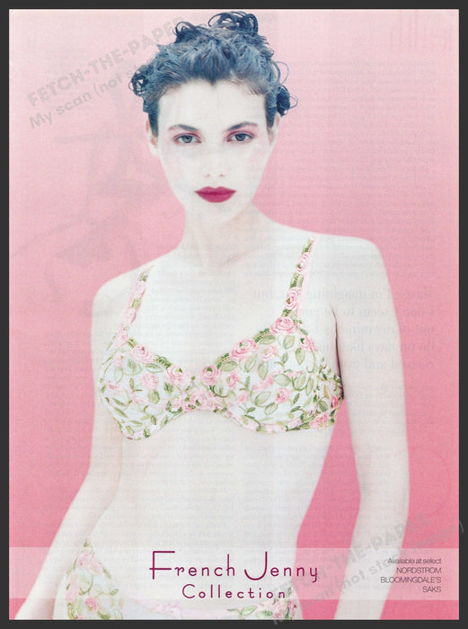 French Jenny Collection Lingerie 1990s Print Advertisement Ad 1999 Floral Fetch the Paper!